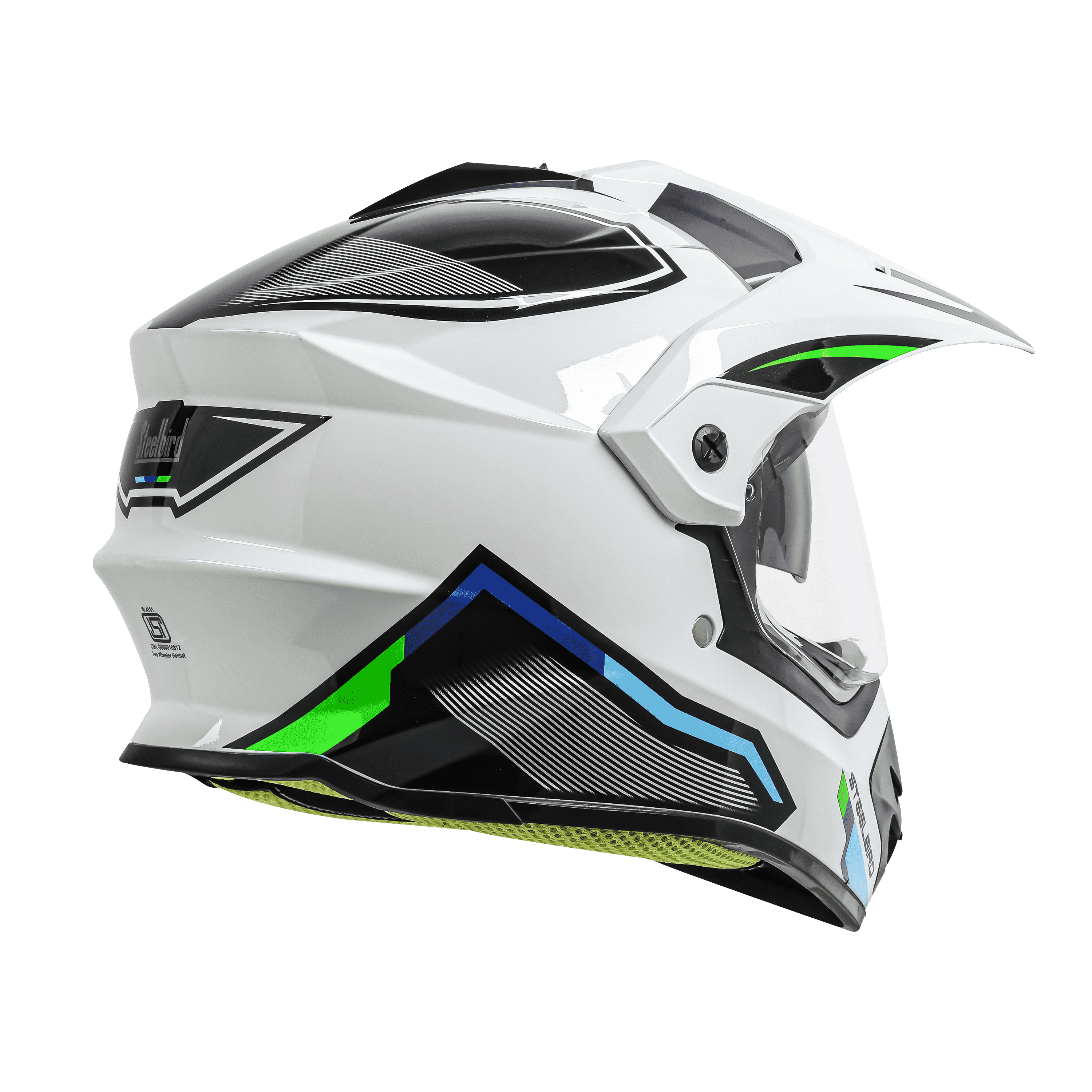 SBH-13 ISS RACER GLOSSY WHITE WITH GREEN